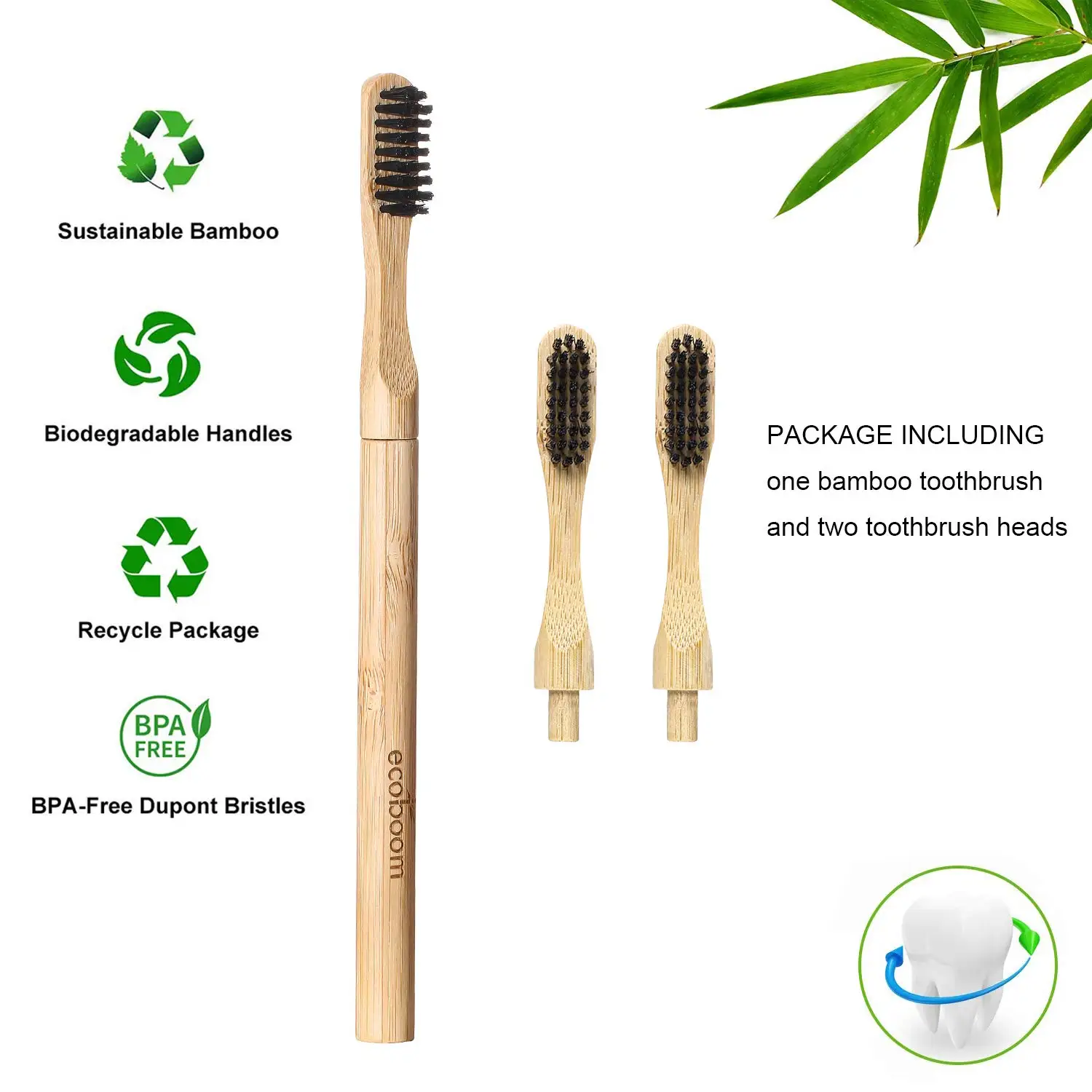 100% Natural Black Soft Bamboo High Quality Waterproof Cleansing Brush Logo Toothbrush