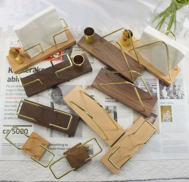 Wholesale Customization Solid Wood Napkin Holder,Desktop Vertical Multi-function Napkin Holder