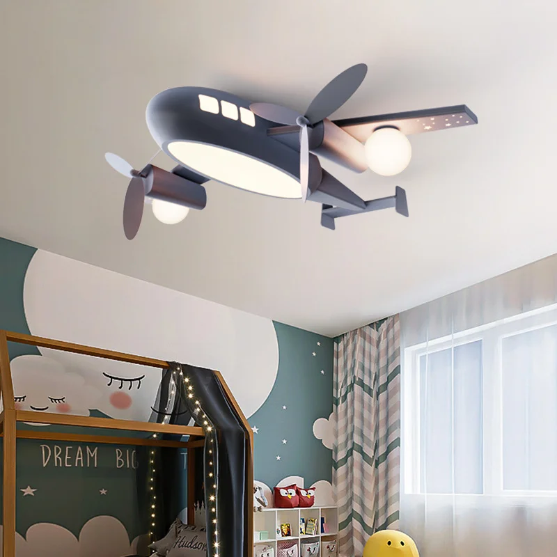 New Design Airplane Model Color Changed Dimmable Boy Room Kids Room Lamp Cartoon Led Ceiling Pendant Light