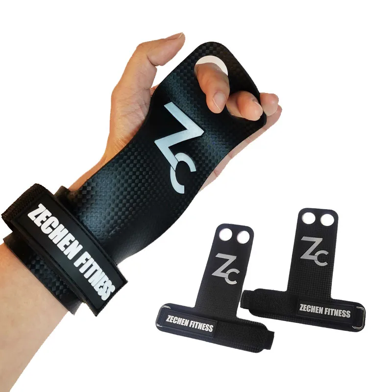 2 hole Carbon palm protect fitness gym guard weight lifting grip