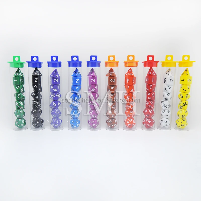 Wholesale Pvc Tube Packing Dice Normal Size Polyhedral Opaque Color Solid Set for DND