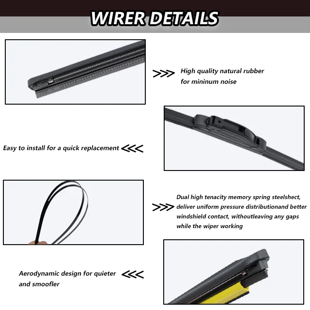 Universal Silicone Auto Parts 22/19 Inches Flat Window Windshield Wiper Blade for Various Vehicles