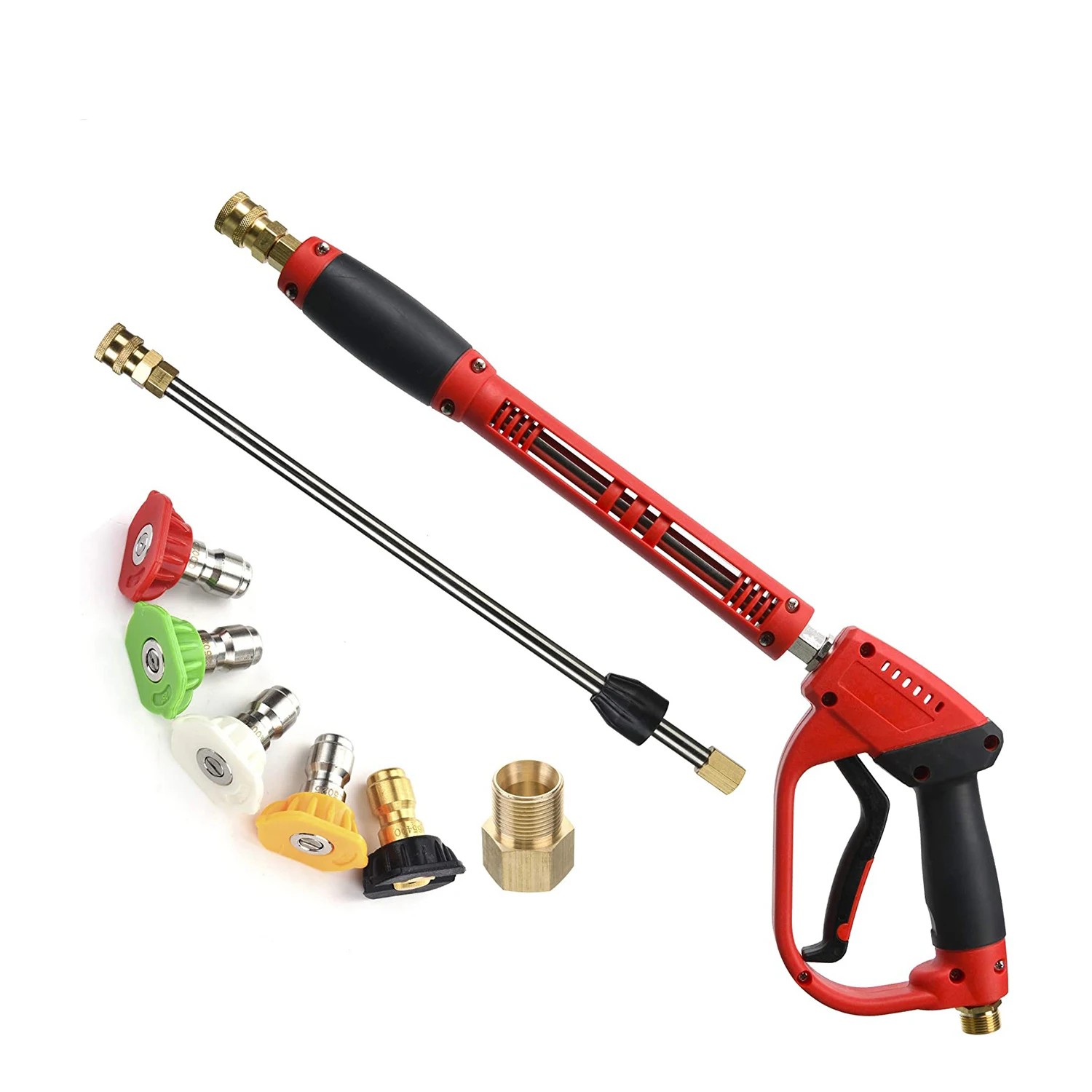 5000 Psi High Pressure Washing Car Washer Water Gun With Replacement Wand Extension 5 Nozzle Tips M22 Fitting