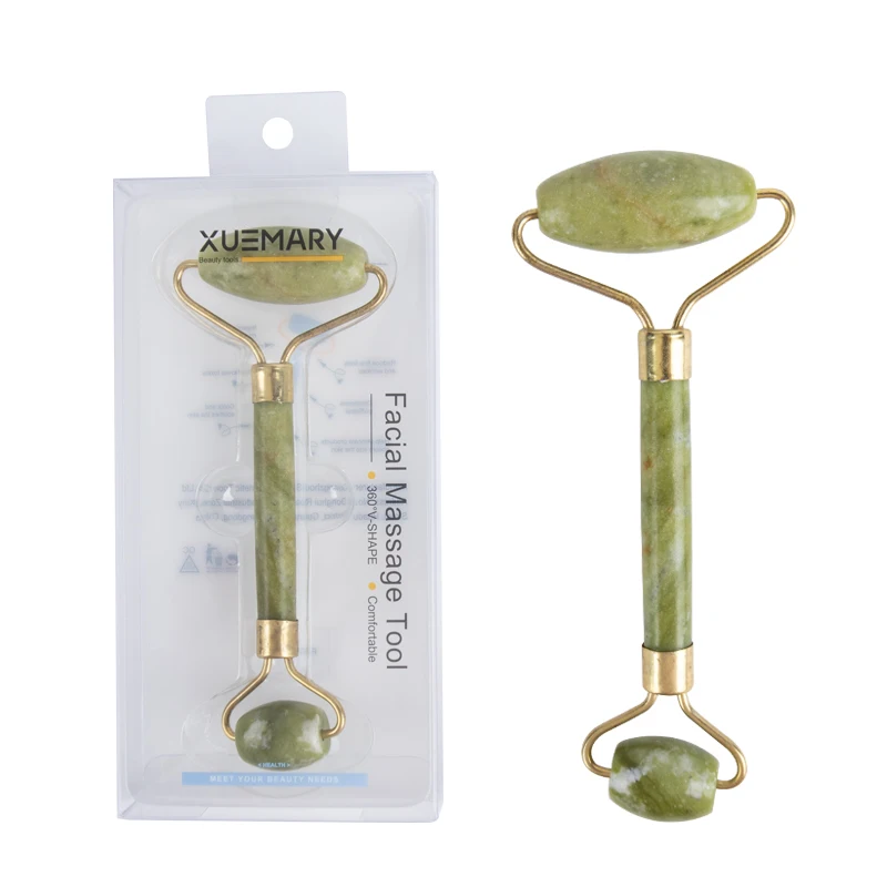 SBelle Hot Sale Jade Roller Customized Packing Box Jade Facial Face Massage Roller Green Jade Machines Face Massage