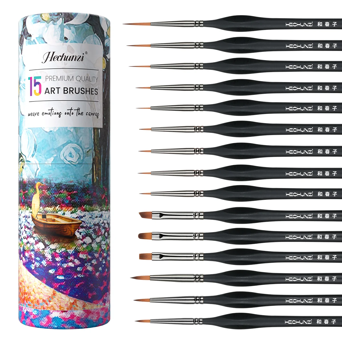 High quality 15 PCS Miniature brushes nylon paint brushes for acrylic , watercolor, oil painting