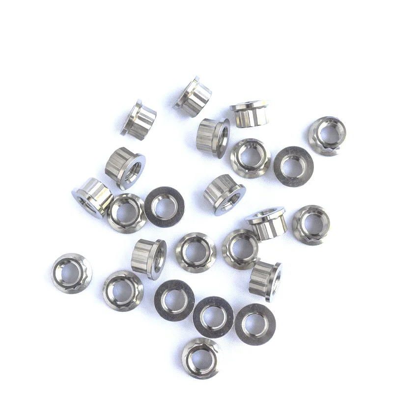 M8 Gr2 Gr5 Anodized Titanium 12 Point Flange Nut