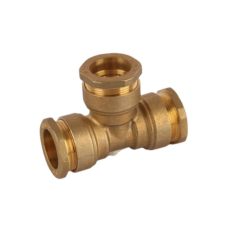 Hot Sale Brass Connector And Pipes Fitting Tube Tee Fittings Brass Malleable Metal PE Pipe Joint