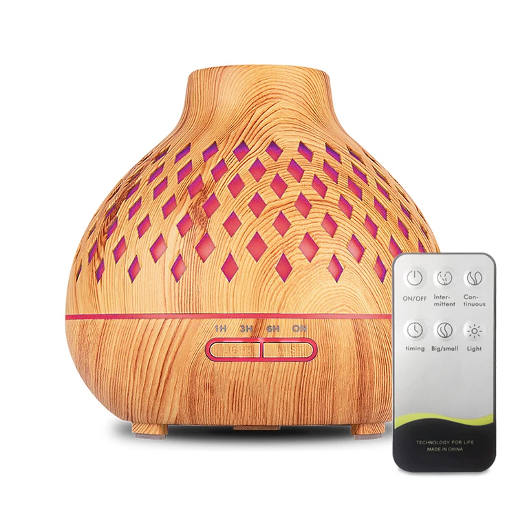 Patented Product Humidifier Diffuser Hollow Out Mist Maker Remote LED Control Discoloration Light Aromatic Aromatherapy 400ML