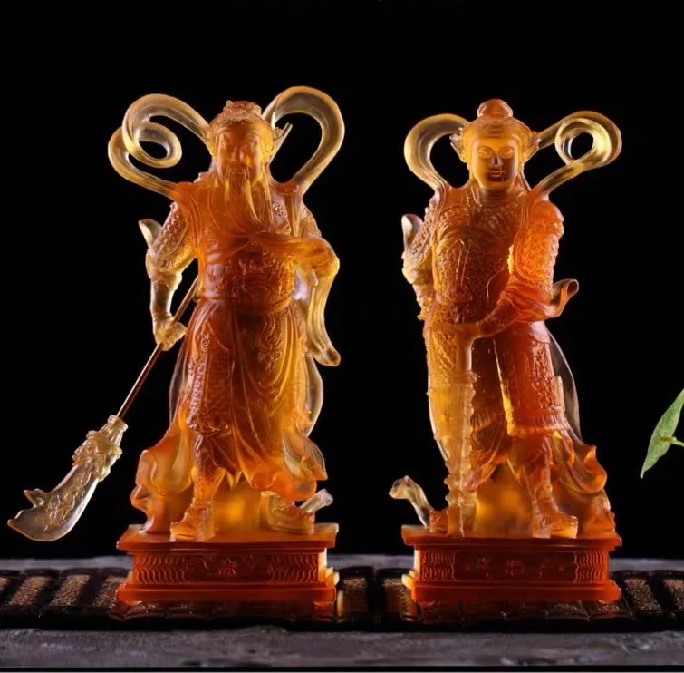 
 Защитная статуя Guangong для украшения дома, молитвенные комнатные статуи Будды Liuli, хрустальные поделки, подарки  