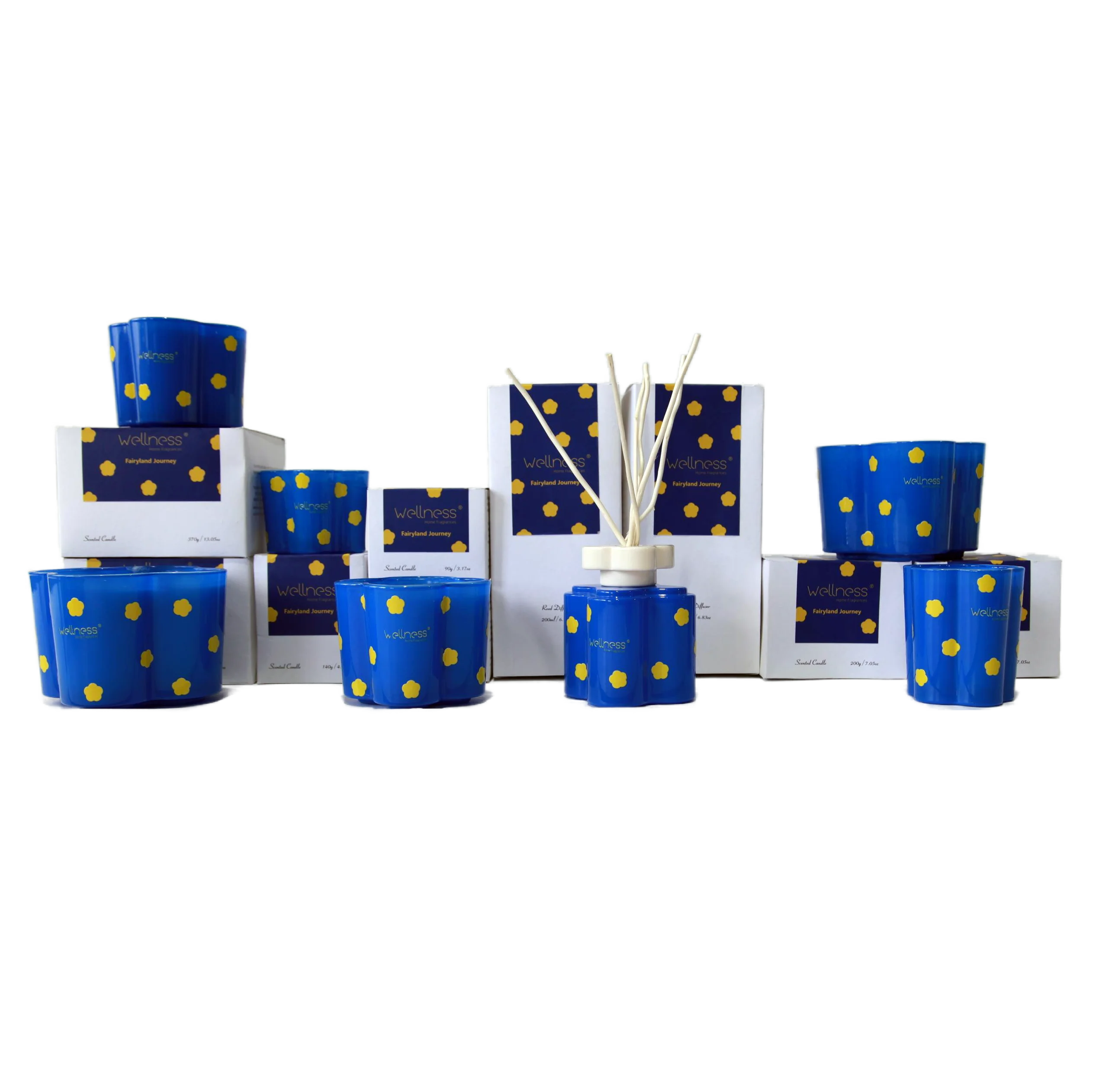 Home Fragrance Product Manufacturers Color Flower Glass Jar Scented Candle Reed Diffuser Wholesale Private Label Aroma Gift Sets