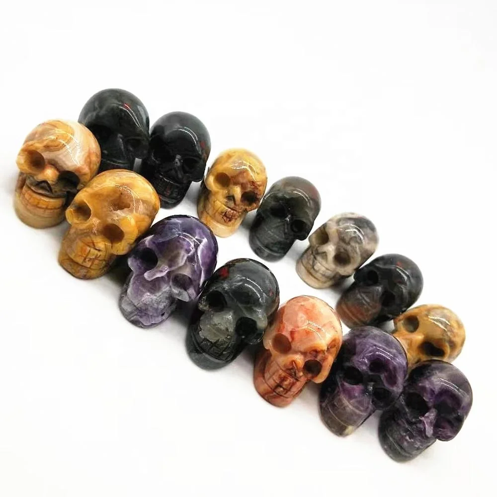 variety natural crystal gems hand-carved crystal small skulls for holiday decoration