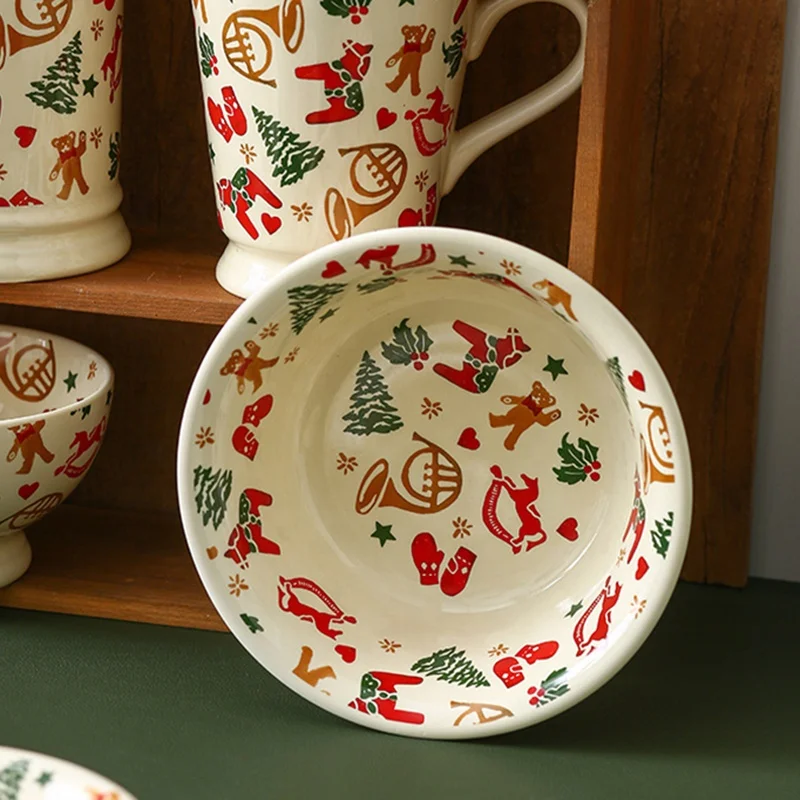 Индивидуальная винтажная Милая мультяшная Рождественская тарелка Подарочная коробка наборы керамической посуды