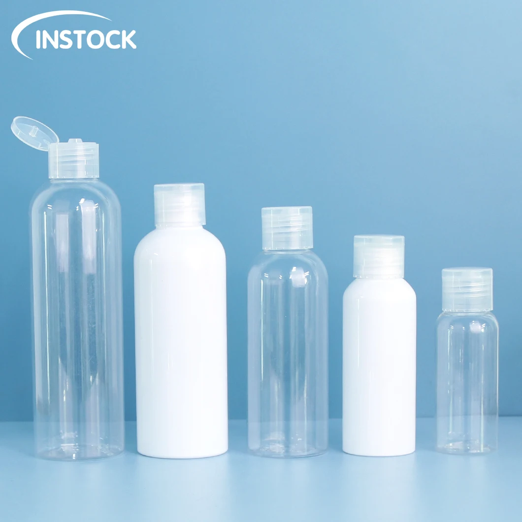Skincare Cosmetics Packaging Bottle Instock 60/100/120/15men00ml Essence Water Bottle Toner Bottles with Filp Cap PET Plastic