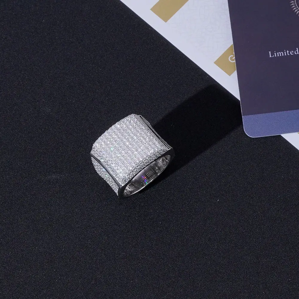 925 Sterling Silver Vvs Moissanite Diamond Hip Hop Ring Manufacturer Gold Men Custom Jewelry Iced Out Ring