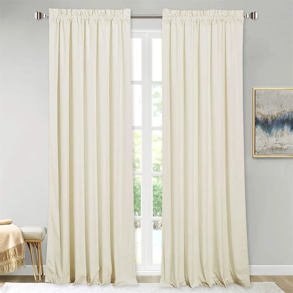 Super Soft Velvet Drapes Heat & Sunlight Blocking Curtain Panels with Dual Rod Pocket for Living Room Hall / Holiday Fete