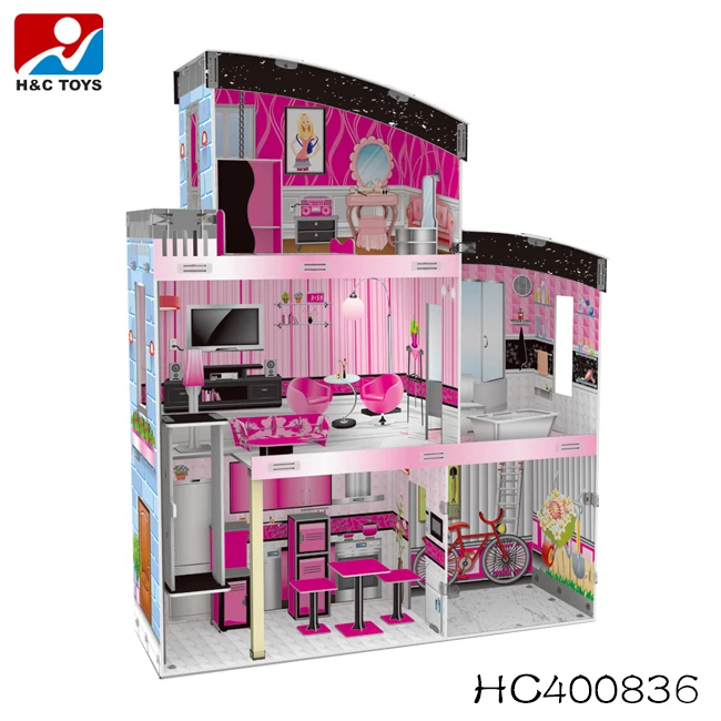 Educational toys kids plastic toy doll house pretend toy villa