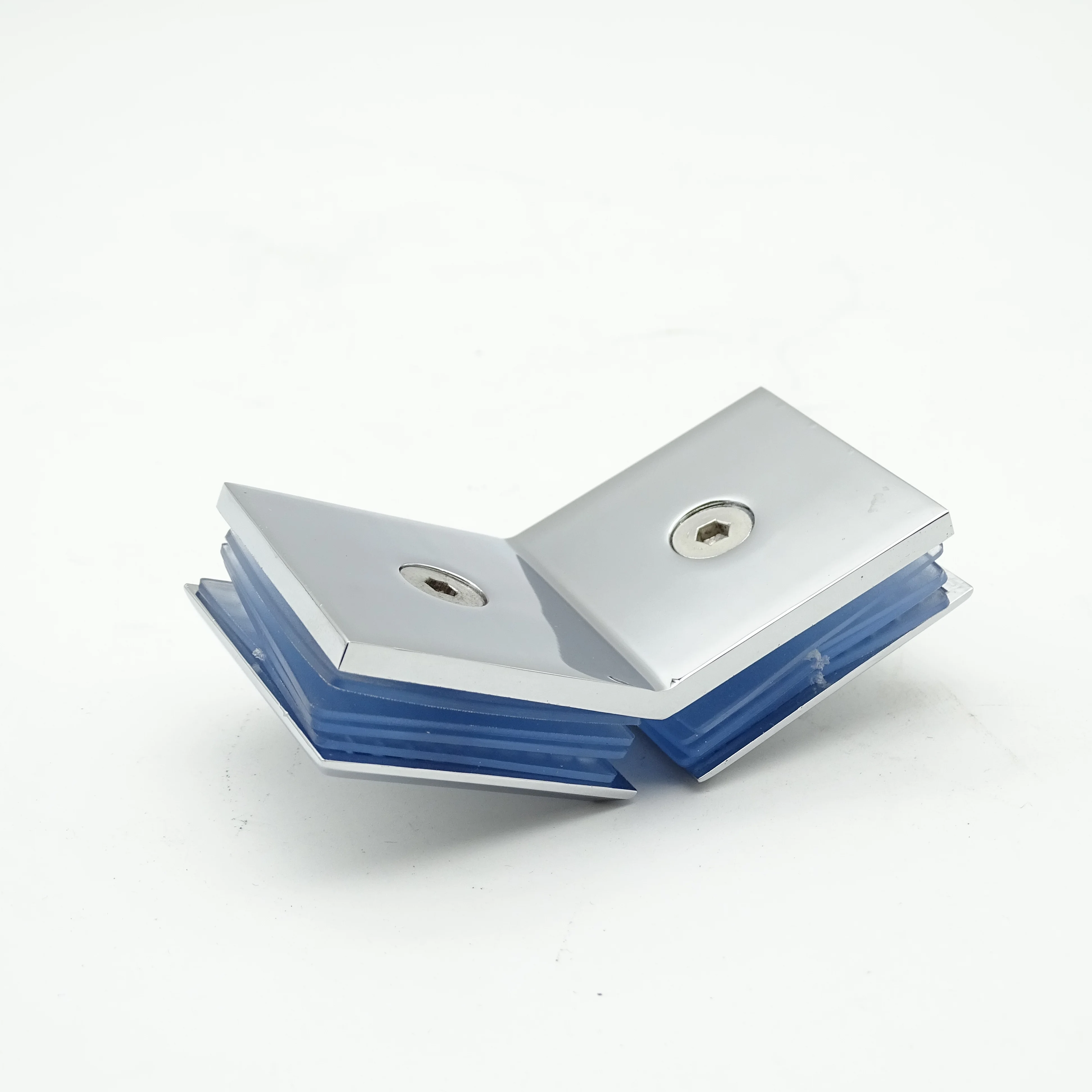 Kensharp 135 Degree Double Glass Clamp Shower Room 3 Way Adjustable Stamping Stainless Steel Glass Connectors