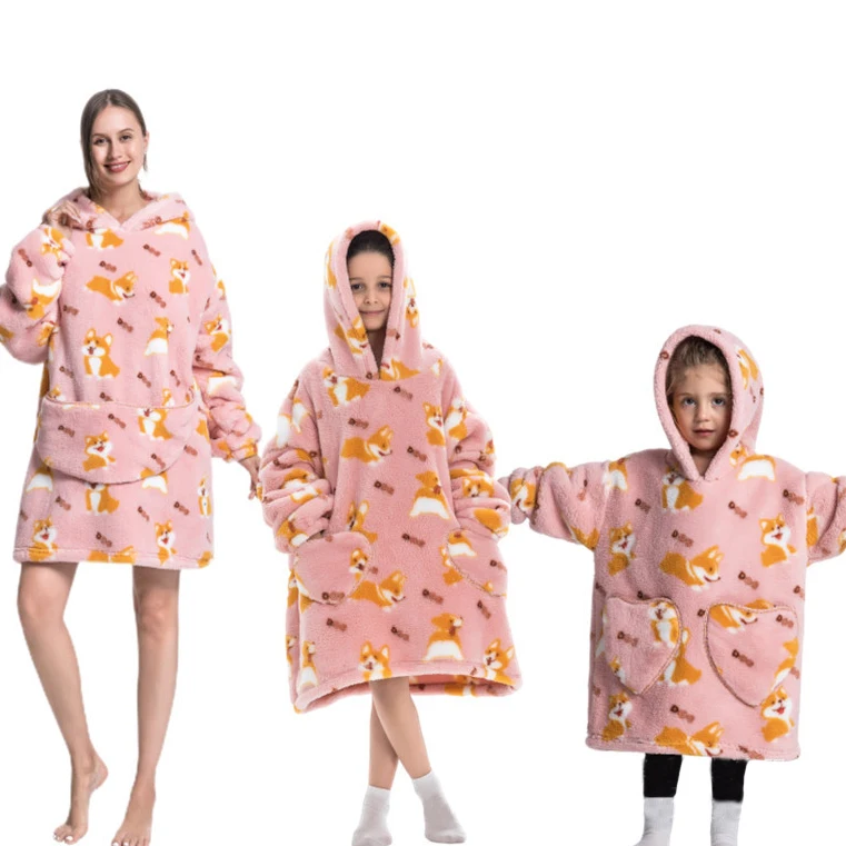 New Arrival Custom Blanket Hoodie Warm Luxury Sweatshirt Hooded Blanket Sherpa Beauty Printed Pullover Hoodie Blanket