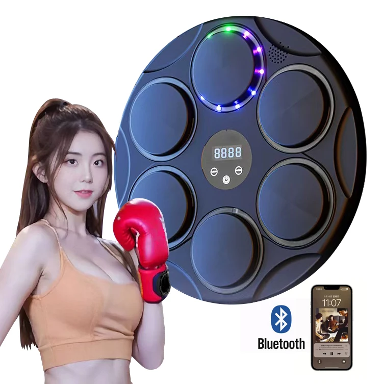 Large Colorful LED Wall Mounted Smart Bluetooth Music Boxing Training Equipment Workout Machine for Adults and Kid