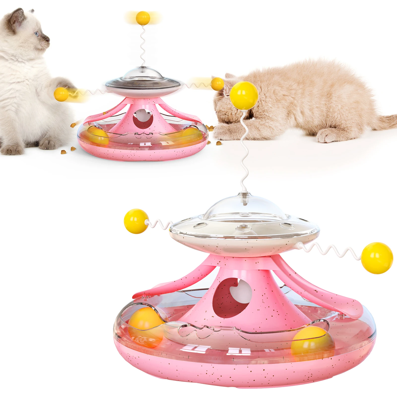 Multifunctional Turntable Leaking Food Container Stick Interactive Play Disc Trackball Teasing Baseball Pet Puzzle Toy