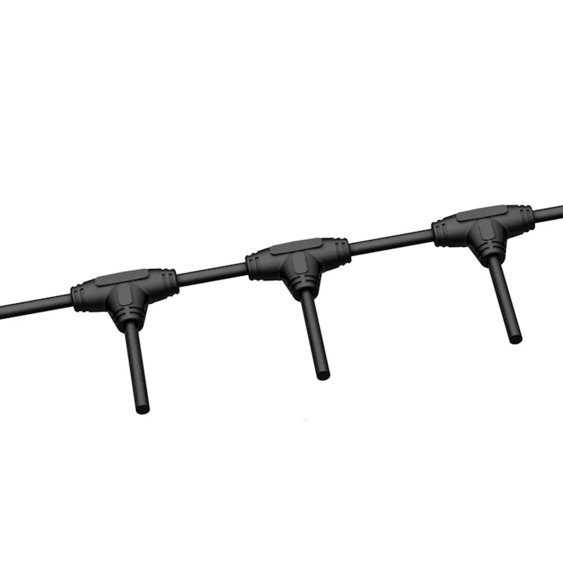 LED plug and socket 12M T shape connector Junction Waterpoof Screw Connection T Connector