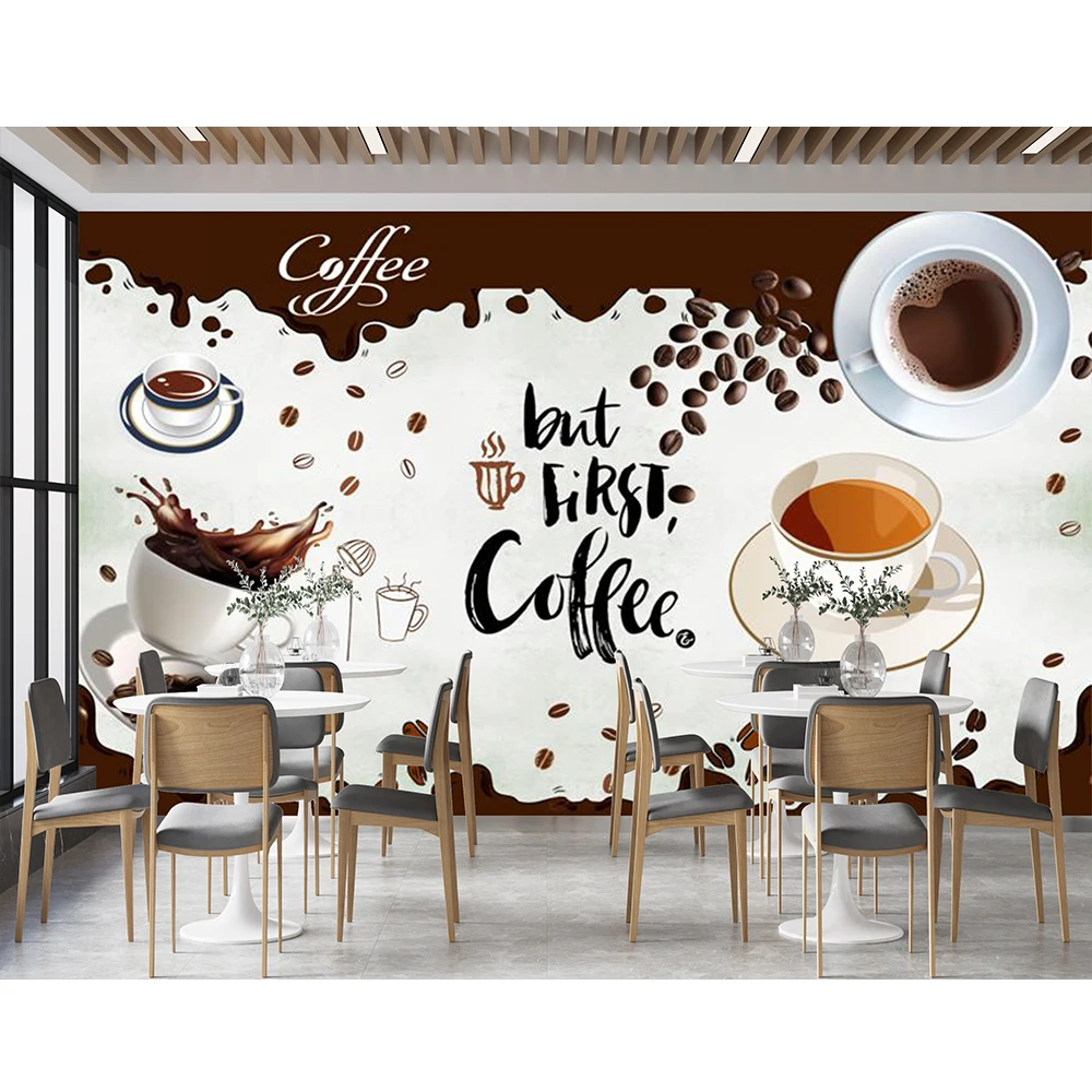 Custom 3d Coffee Beans Wall Murals Cafe Shop Blackboard Mural For Coffee Shop Restaurant Drink Bar Wallpaper Decor