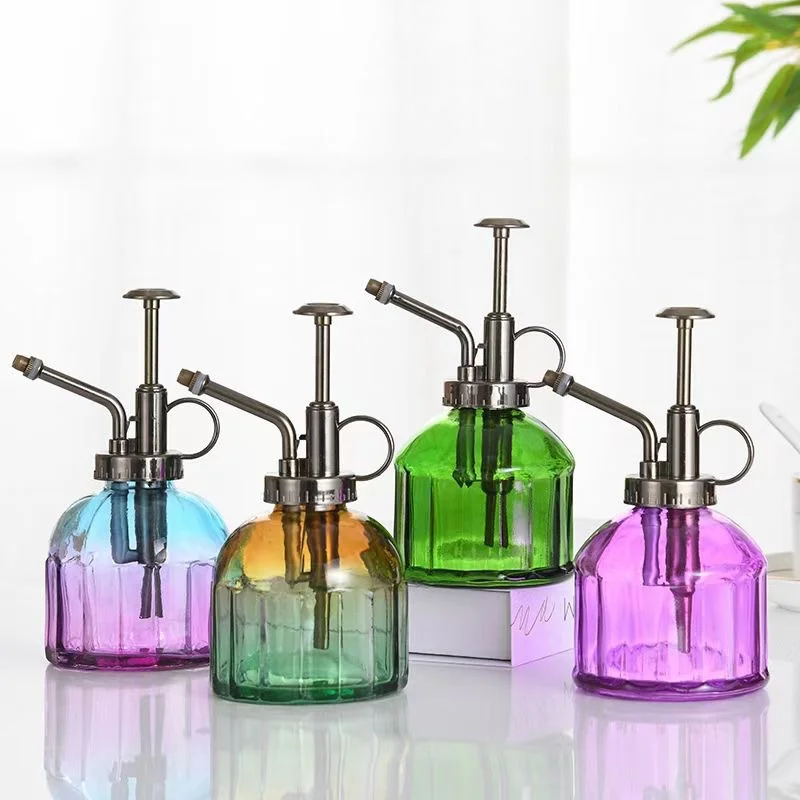 Spot wholesale unique color customizable 200ml glass watering can mini
