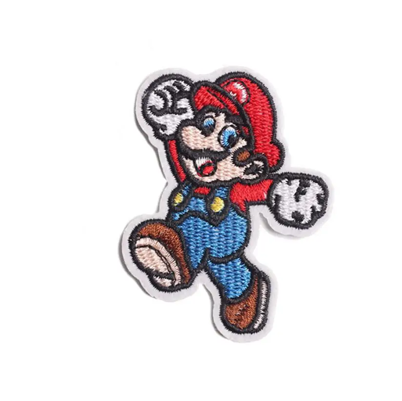 Hot Selling Melt Iron on Sew Back Mario Embroidery Woven Patches for