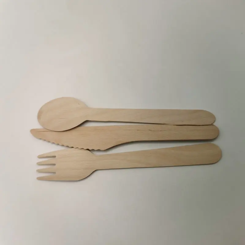 Disposable Wooden Cutlery Spoons Fork Knife for Desserts Customized Package