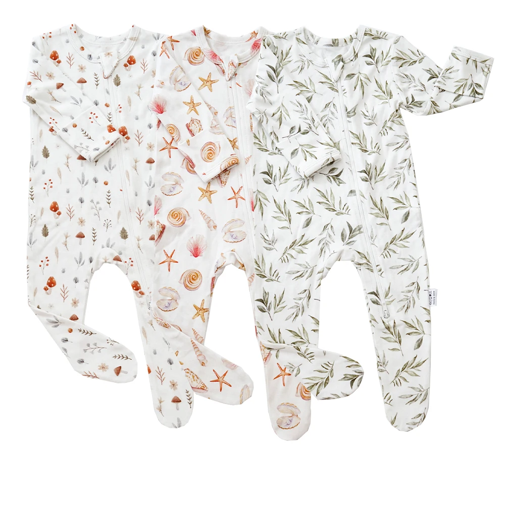 70% Детский комбинезон из бамбука и 30% хлопка с цифровым принтом Детский комбинезон для новорожденных Пижама для детей