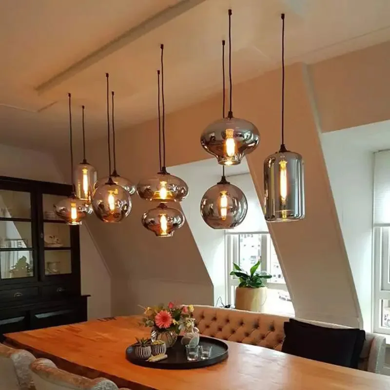 Modern kitchen island restaurant chandelier glass ball hanging lamp pendant lights for dining table