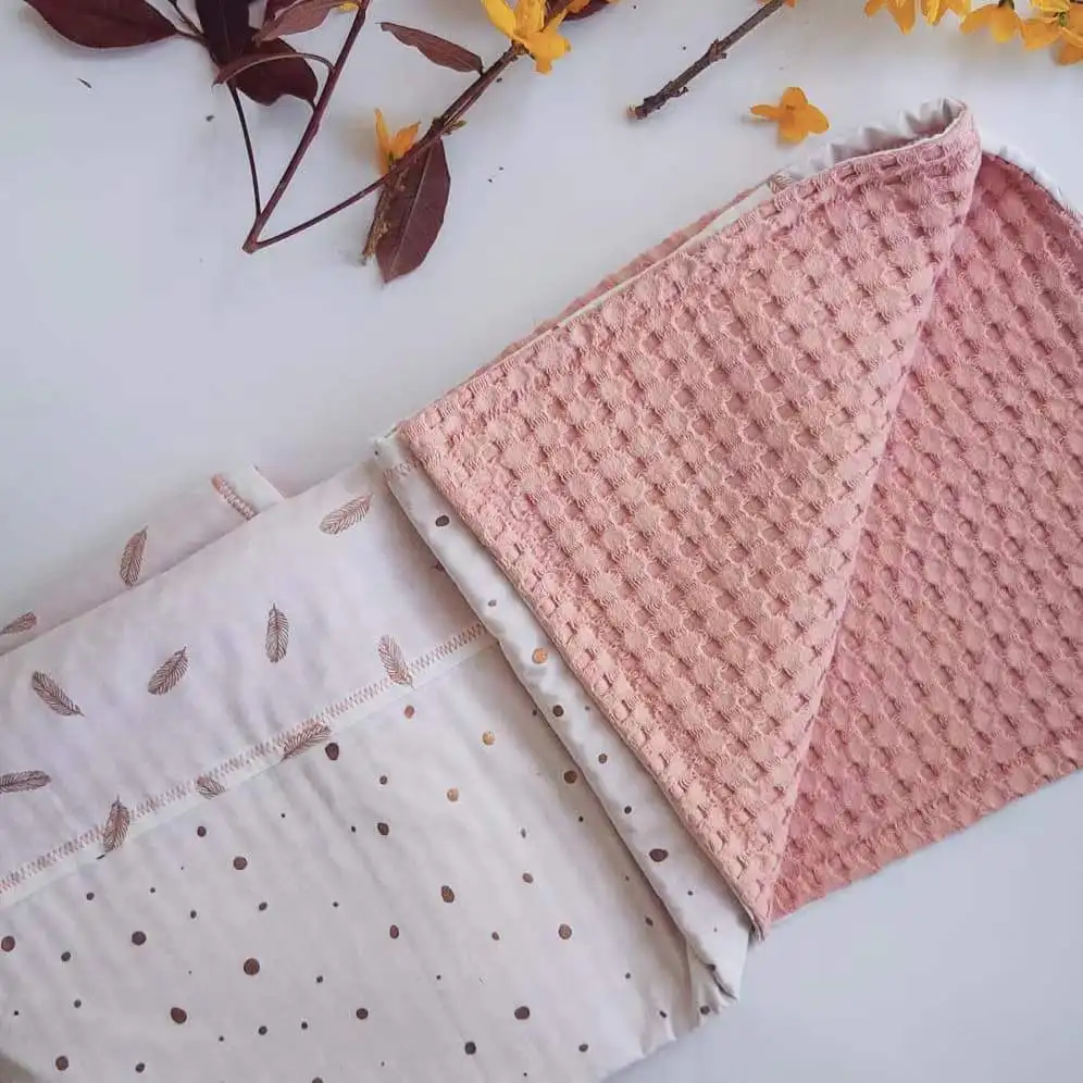 Newborn Waffle Throw Receiving Blanket 100 Cotton Soft Stroller Sleep Cover Cartoon Beanie Infant Bedding Baby White Bedding Set