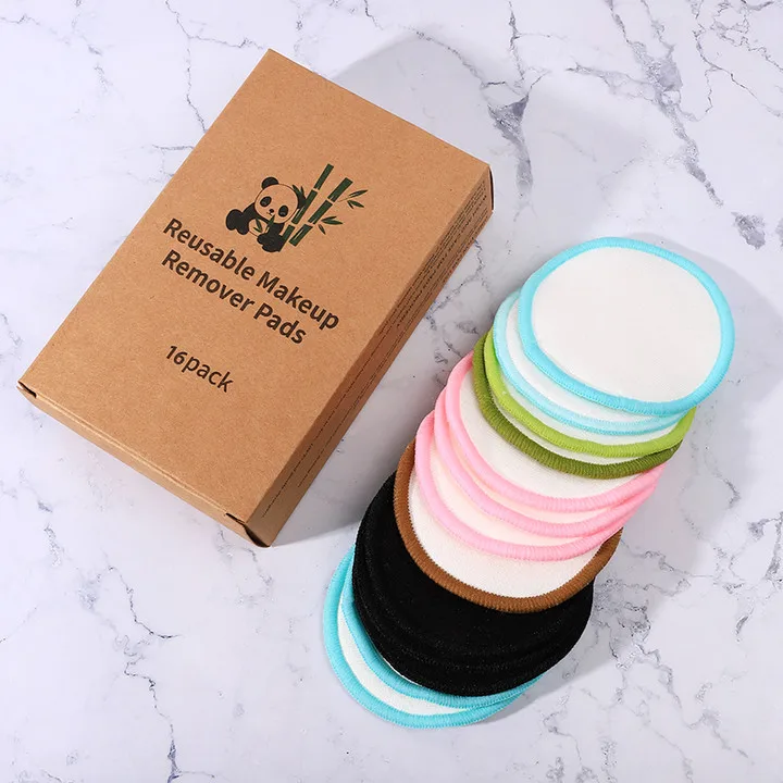 Colorful Organic  Cosmetic Round Facial Make Up Remover Reusable Cotton Pads for face