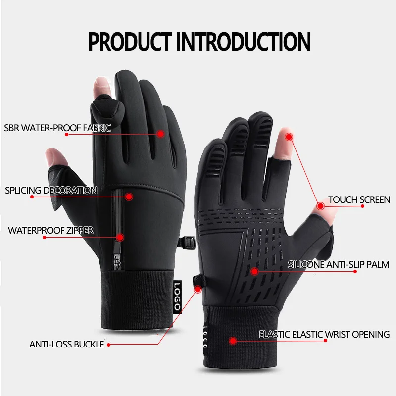 BSCI Factory Waterproof Winter Bike Gloves Anti-Slip Thickened Touchscreen Sports Gloves for Safe Riding