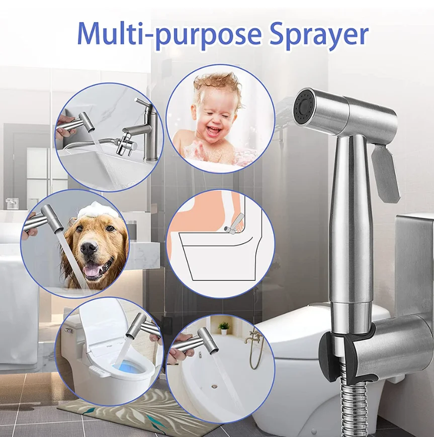 New Version Handheld Bidet Sprayer for Toilet, Premium Stainless Steel Bathroom Bidet Sprayer Set, Baby Cloth Diaper Sprayer