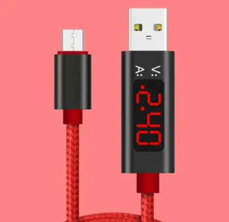 Fashionable hot selling LCD display voltage current charging cable for phone
