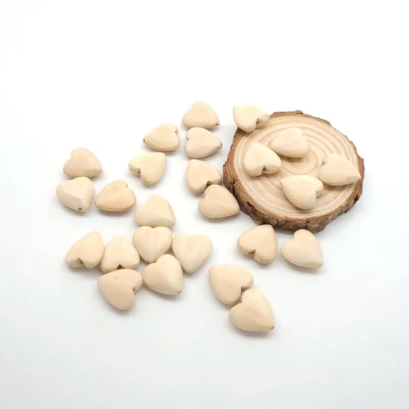 Wholesale baby pacifier dummy chain jewelry beech wooden heart bead (62260296304)