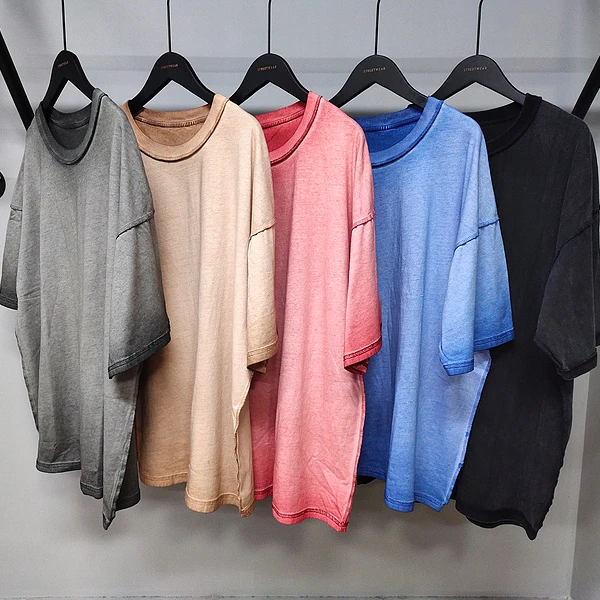 Мужская промытая футболка, черная футболка с постепенным изменением уровня кислоты, в наличии, 8813