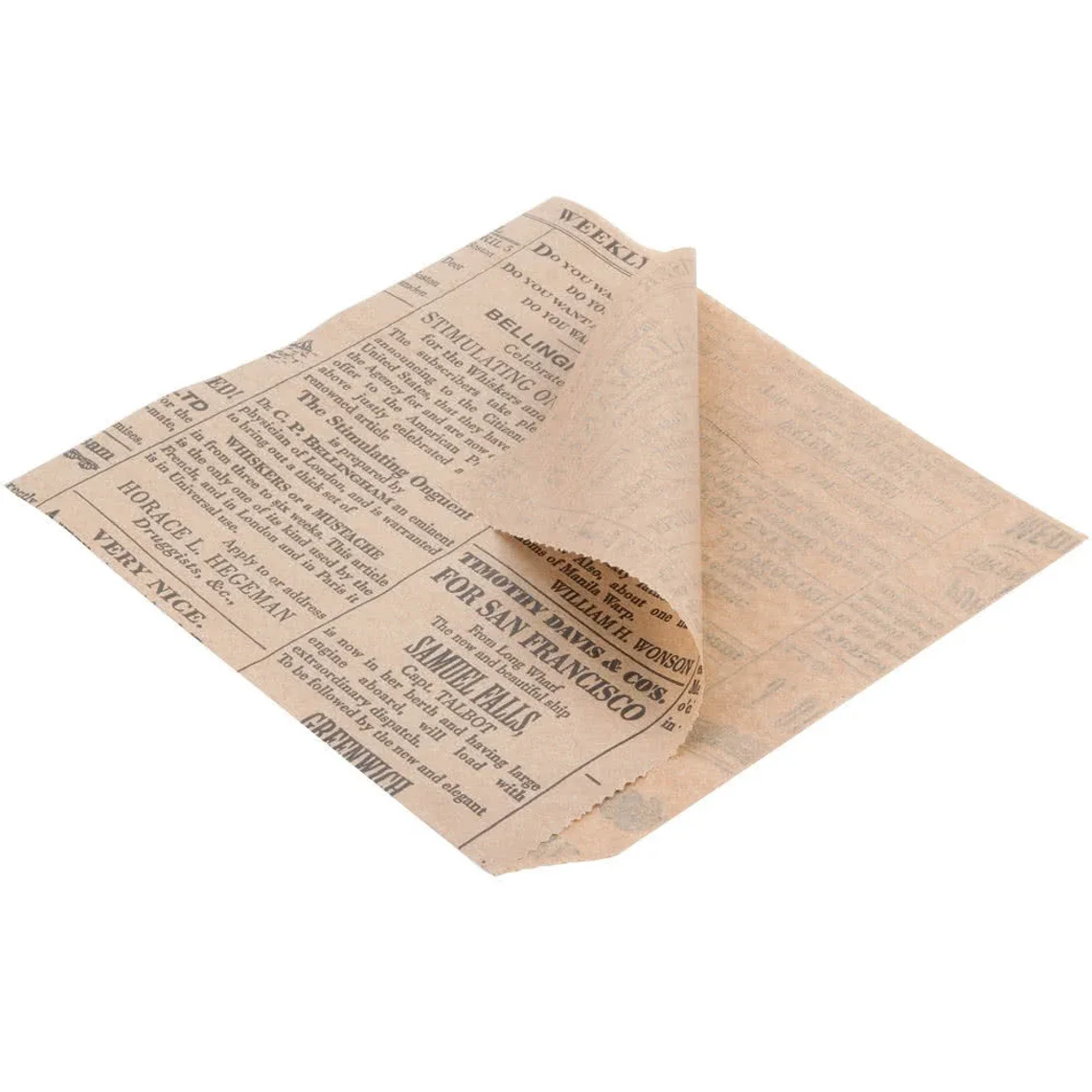 Custom printed high quality paper burger pocket greaseproof paper bag for wrapping burgers