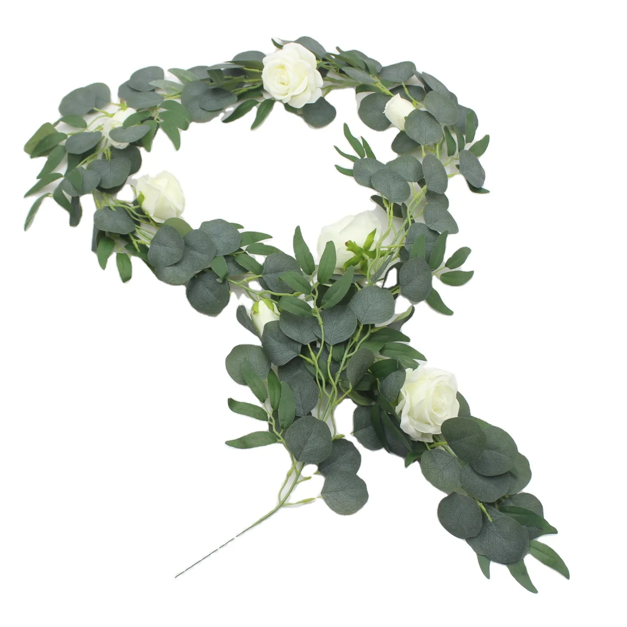 silk eucalyptus garland rose red wedding party artificial flower vines white pink  yoni  scrub 2021 new style with willow leaves