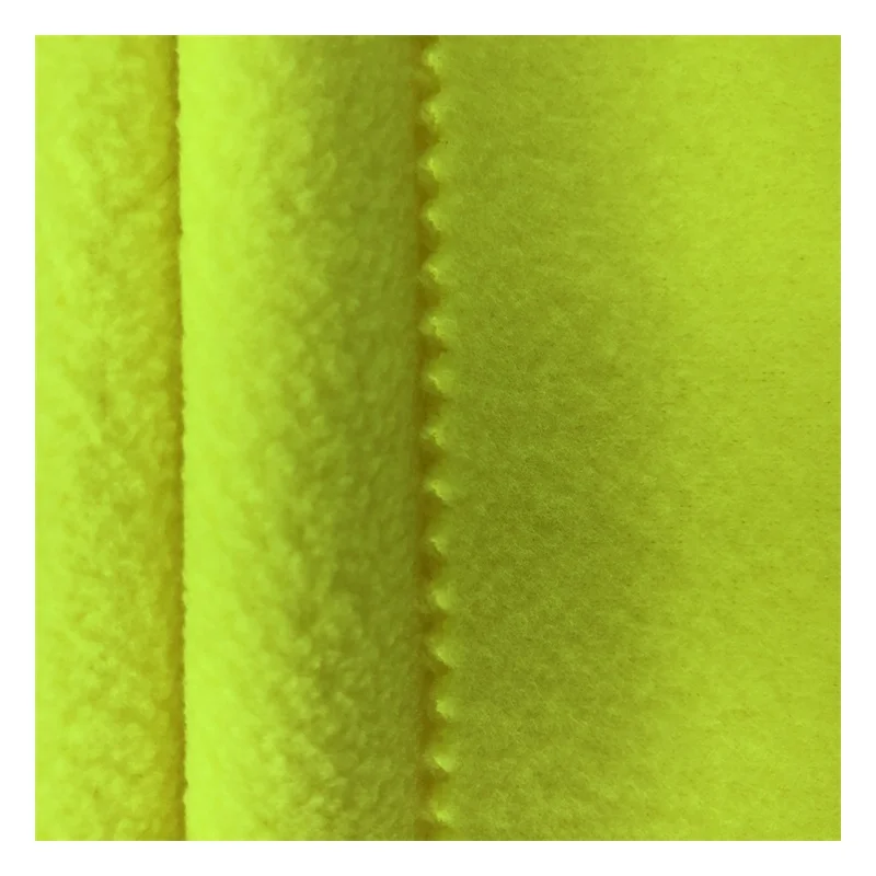js013 Fluorescent  Yellow 100% Polyester double brushed  fleece polar Fabric