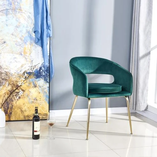 Современный простой круговой удобный бархатный обеденный стул с подушкой