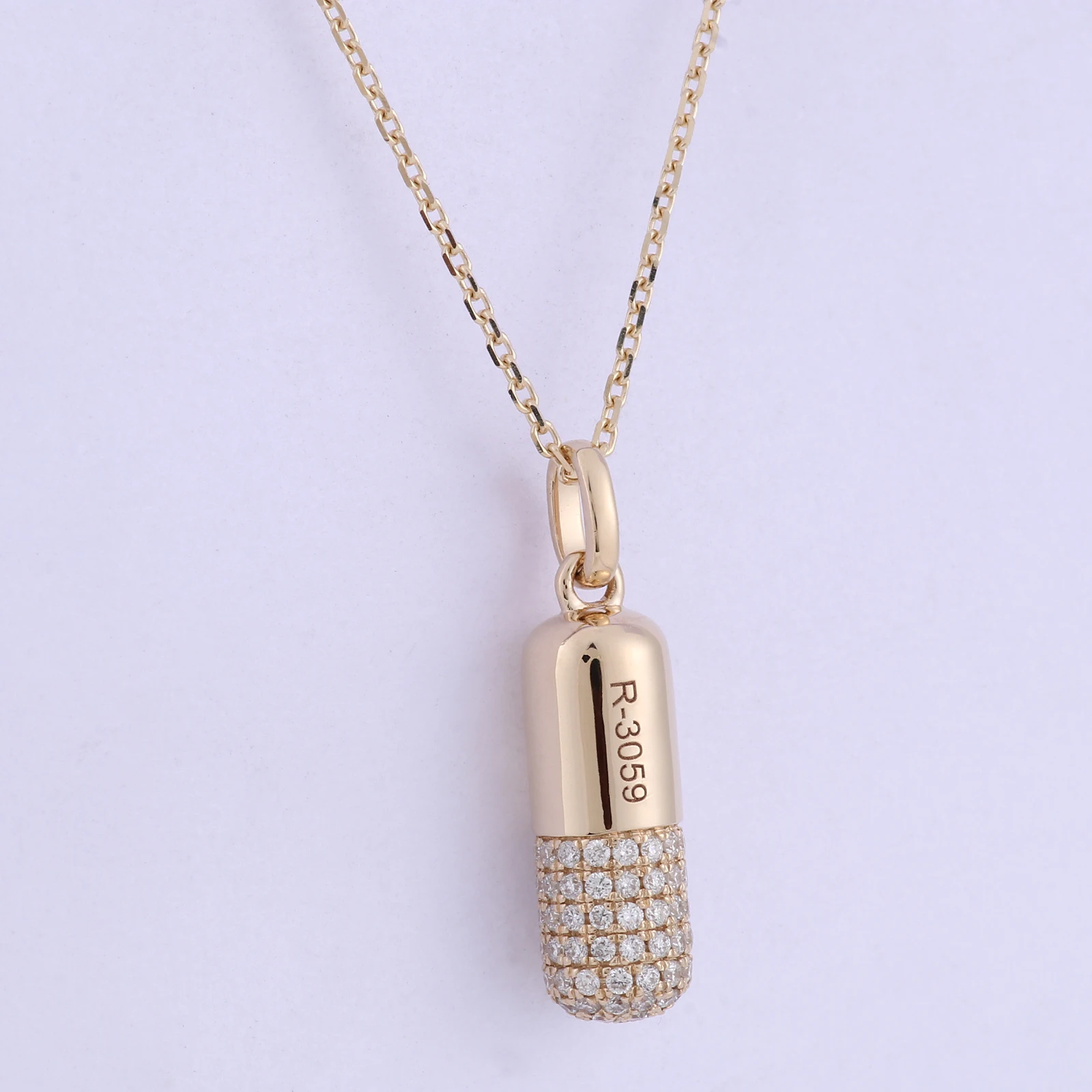 Lab-grown diamonds Medical Alert Pill Necklace Solid Pill Capsule Pendant Necklace Medicine Keepsake Lab made diamond jewelry