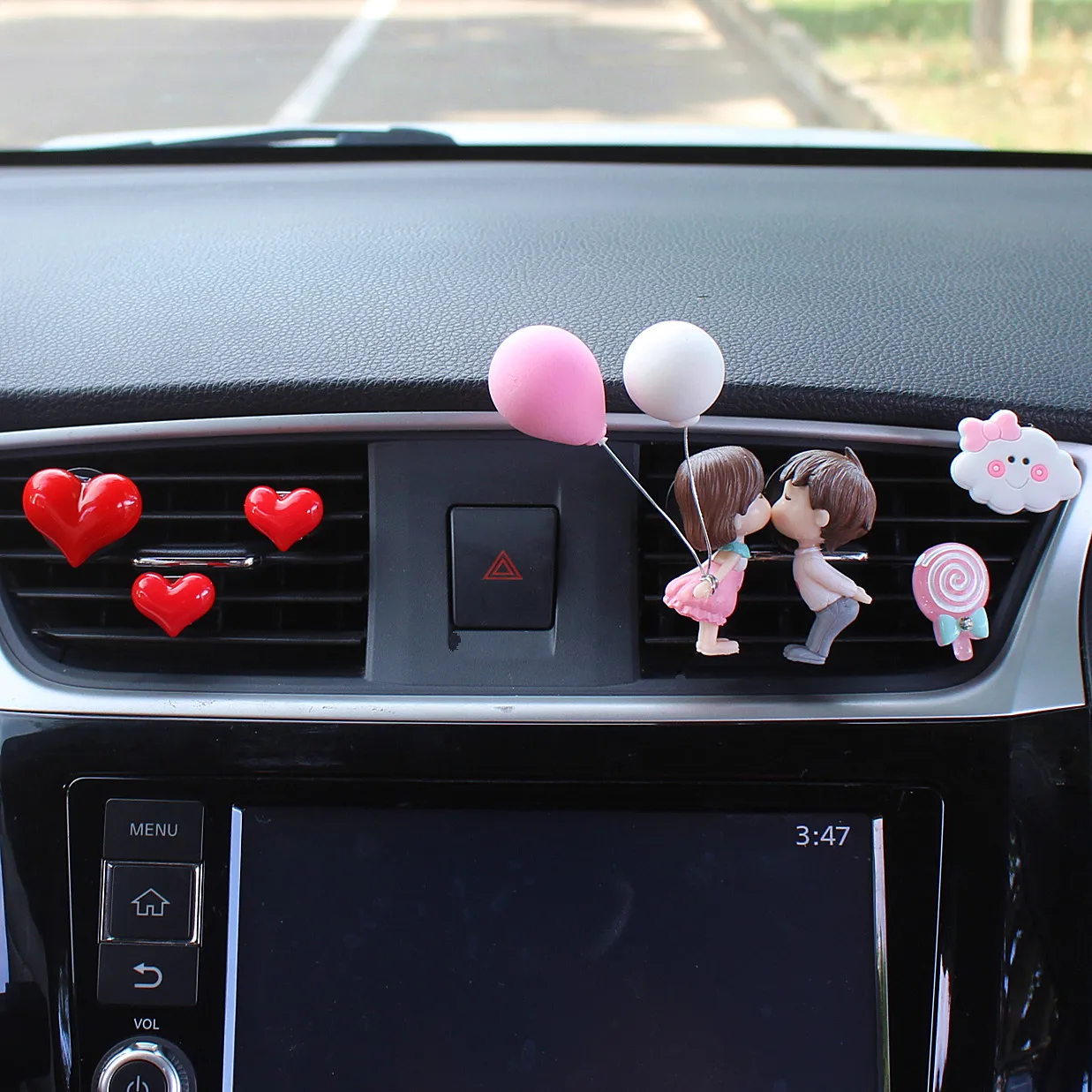 Cartoon Character Doll Cute Couple Balloon Air Conditioning Outlet Perfume Clip Car Freshener Air Perfume Car Ornaments