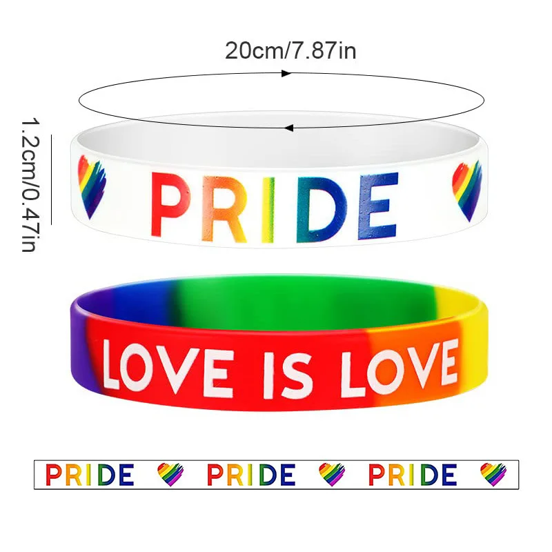 Pride LOVE IS LOVE  Jewelry Engraved Silicone Bracelet Unisex Custom Logo Printed Rainbow Rubber Wrist Band Bracelet