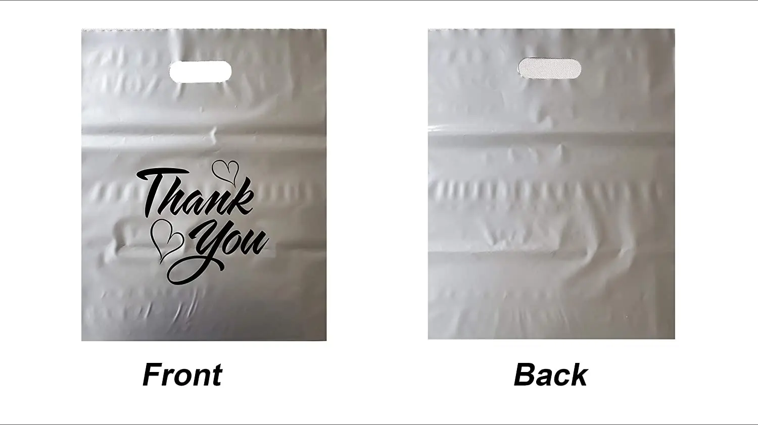  100 Пластиковые серебряные пакеты Thank You Die Cut handle Bag для
