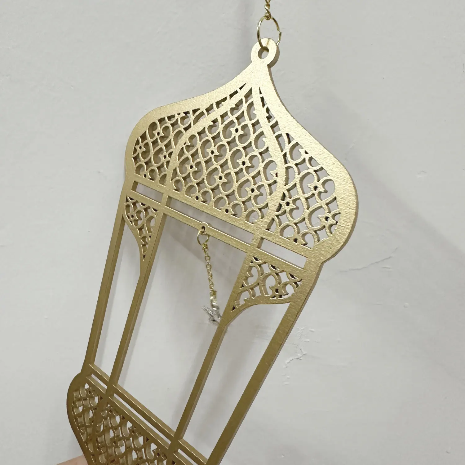Islamic Lantern Wood Sign Muslim Ramadan Kareem Gifts Gold Painted Eid Hanging Wall Ornament Eid Mubarak Wooden Decoration