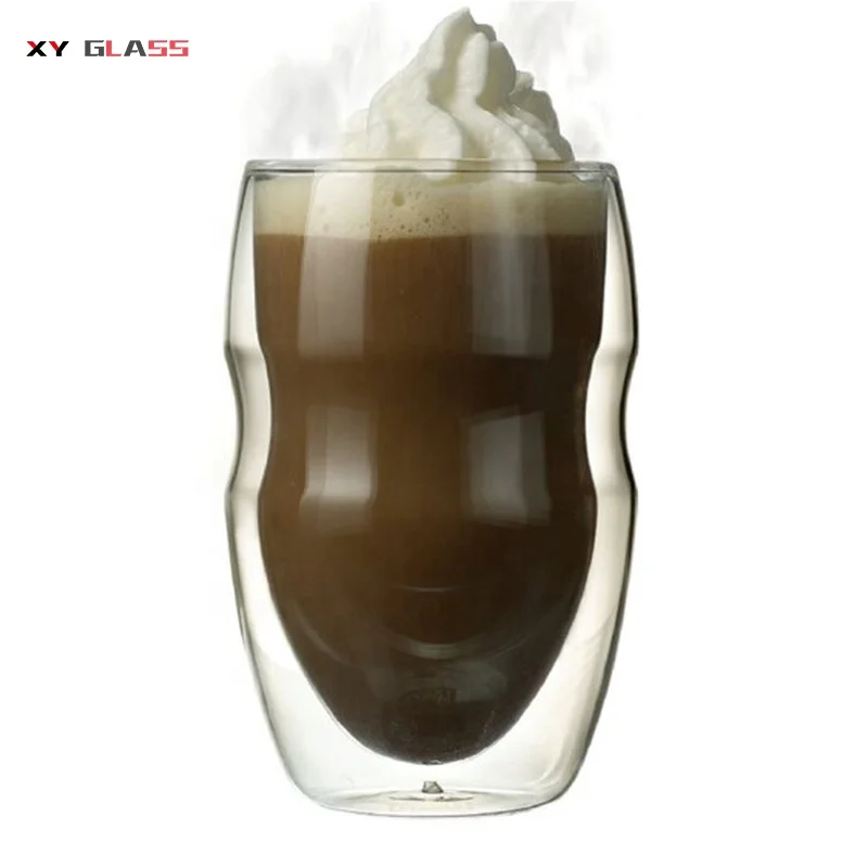 mini fancy heat resistant reusable double walled handmade thermal glass coffee cup