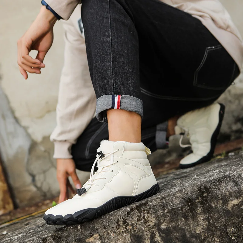 2024 New Couple Plus Velvet Climbing Shoes Snow Boots Five-finger Barefoot Non-slip Hiking Cotton Shoes