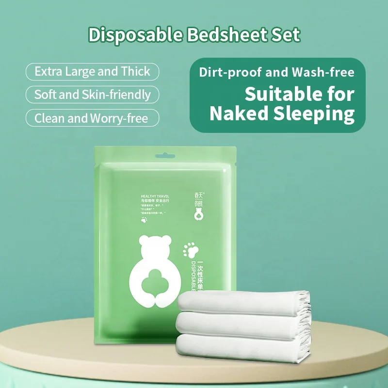 Fitted Cotton Bedding Cover Set Hotel Travel Super King Size Disposable Bulk Bed Sheets
